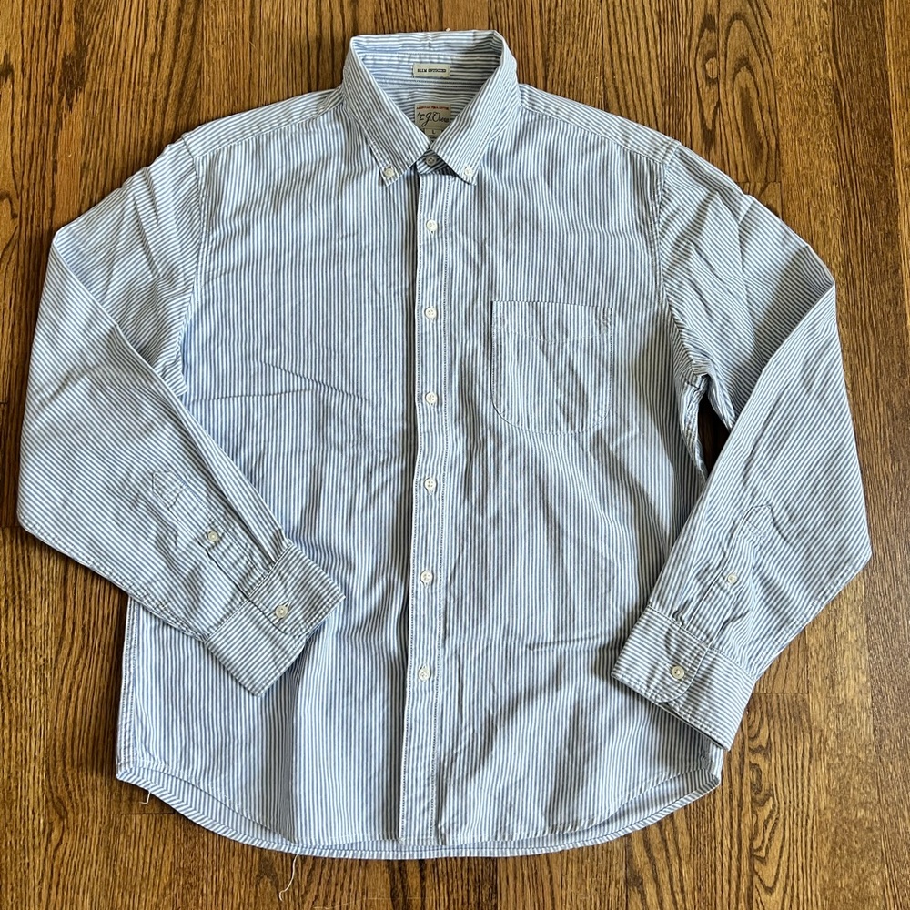 J. Crew Slim Untucked Oxford in University Stripe - Large
